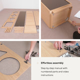 WERMO 18’’ Showcase Display Cabinet with Geometric Cut-Out Doors - Modern Curio Cabinet for Dining Room, Living Room, Entryway. Trophy Case and Collectible Display Case Wood with Door & Storage (Oak) WERMO