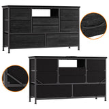Jojoka 8 Dresser TV Stand with Power Outlet & LED for 55'' TV, Long Dresser for Bedroom with 8 Deep Drawers, Wide Console Table for Storage in Closet, Living Room, Entryway, Wood Top Jojoka