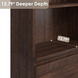 GarveeHome 70" Tall Bookcase with Drawers, Bookshelf w/ 3 Tier Open Shelves & 3 Storage Drawers, Modern Deep Storage Book Shelf Storage Cabinet Organizer for Living Room Office Library (Brown) GarveeHome