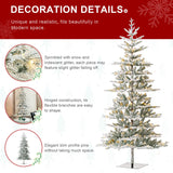 Glitzhome 8ft Deluxe Pre-Lit Flocked Fir Artificial Christmas Tree, Hinged Holiday Xmas Tree with 450 Warm White Lights, Three Function, Easy Assembly Glitzhome