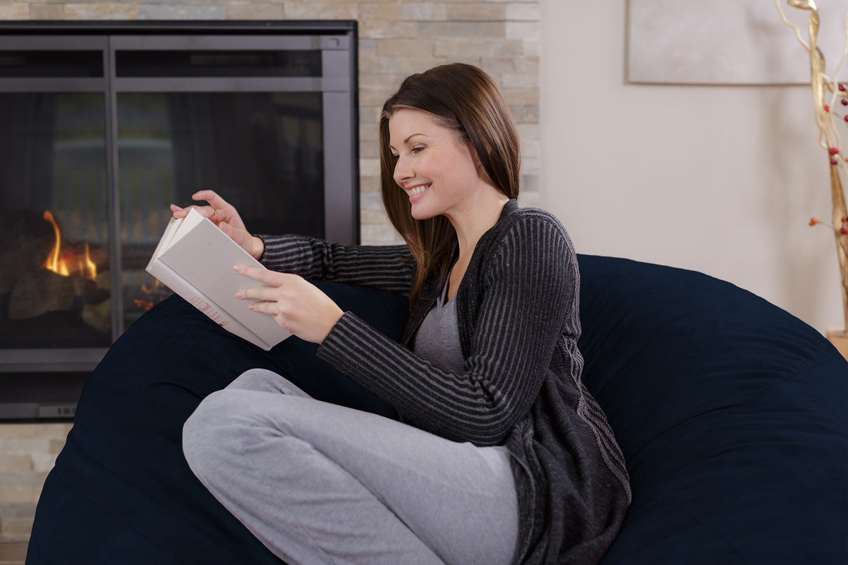 Chill Sack Bean Bag Chair - 5' Giant Memory Foam Lounge Chair with Soft Microfiber Cover – Cozy Furniture for Living Room, Dorm, & Kids' Rooms – Comfortable 5 Ft, Microsuede Lounge Sofa, Navy Chill Sack