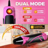 Heat Gun for Crafting, Mini Dual Temp Hot Air Gun Tool for Epoxy Resin, Shrink Wrapping, Vinyl Wrap, Embossing, Electronics, Candle Making, Sublimation, Phone Repair & DIY (Pink/Black) Chandler Tool
