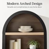 Best Choice Products 72in Tall Arched Pantry Cabinet w/Doors, 5-Tier Bookshelf, Armoire, Hutch, Bookcase, Storage Cabinet w/Adjustable Shelves - Black Oak Best Choice Products