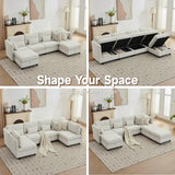 Korser 112" Modular Sectional Sofa with Storage, U Shaped Sectional Sofa for Living Room, Convertible Cloud Sectional Couch with Chaise, 6 Seat Couch with Cushions, Adjustable Backrest Design, Beige Korser