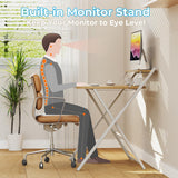 GreenForest Folding Desk No Assembly Required Small Size, 2-Tier Foldable Computer Desk with Shelf for Home Office, Space Saving Portable Laptop Study Foldable Table for Small Spaces, Oak GreenForest