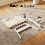 JOY worker Mobile Standing Desk, Pneumatic Height Adjustable Table, 60° Tiltable Rolling Laptop Desk, Portable Sit Stand Desk with Wheels Cup Holder JOY worker