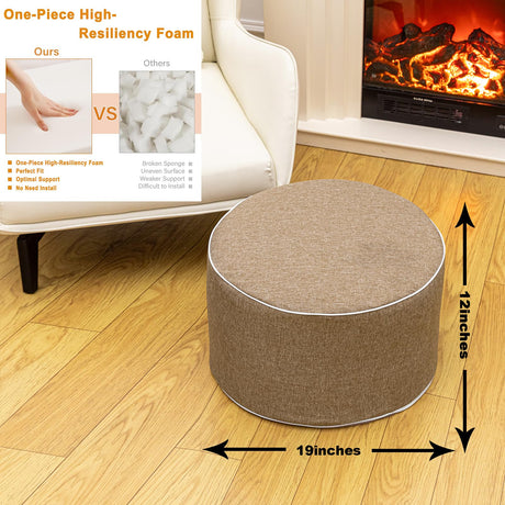 AbunHeri Outdoor Ottoman Outdoor Ottomans for Patio 19x12 Inches Modern Lightweight Foam Stuffed Pouf Outdoor Footstool Footrest Foot Stool Waterproof (Coffee) AbunHeri