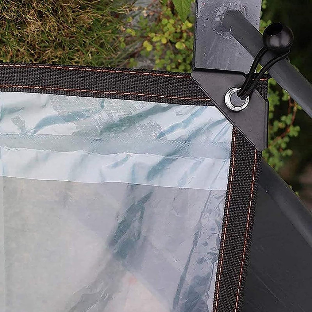 RAUMPA 8x10 ft Clear Plastic Vinyl Tarp with Grommets, Heavy Duty Waterproof Tarps and Sheeting for Chicken Coops, Patios, Greenhouses, Balconies, Gazebos, Porches, and Winter RAUMPA