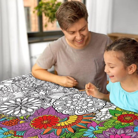 2 Pack Jumbo Mandala Coloring Posters 50x30Inch Large Spring Mandala Flower Coloring Page Giant Mandala Coloring Tablecloth Wall Decor for Kids Teens Adults Huge Art Craft Activity Party Supplies ZOIIWA