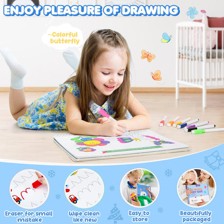 Busy Book for Toddlers, Preschool Learning Activities, Montessori Learning Educational Toys, Tracing Activity Coloring Books for Kids Ages 3-8, Autism Sensory Travel Toys Gifts, Summer Activities URMYWO