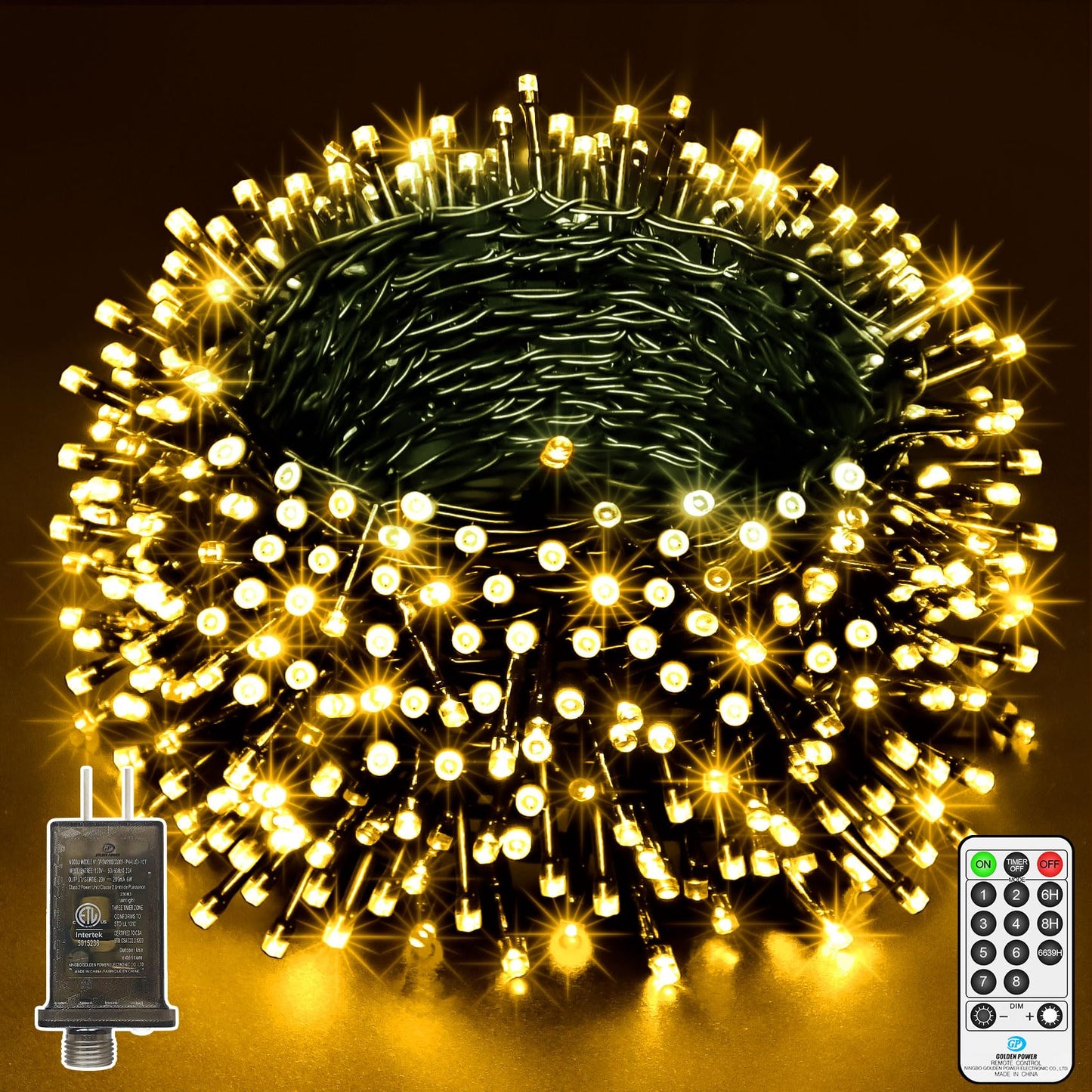 394FT 1000 LED Christmas Lights Outdoor String Lights 8 Modes & Timer Fairy Lights Plug in Waterproof LED String Lights for Xmas Yard Tree Patio Wedding Holiday Party Decorations (Warm White)