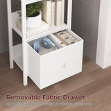 MAHANCRIS Bookshelf, 5-Tier Bookcase with Drawer, Small Book Shelf for Small Space, Storage Shelf Organizer, for Living Room, Bedroom, Study, Kitchen, White BKWT55101 MAHANCRIS