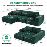 108” Modular Sectional Sofa, Cloud Sectional Couch with Deep Seat, Modern Modular L-Shape Sofa Couch with Chaise,Upholstered Couches for Living Room Bedroom (Green, Left Facing Chaise) Weture
