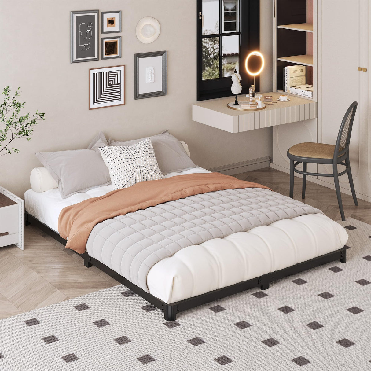 Likelalaso 3 inch Low King Size Bed Frame with Rounded Corner, Heavy Duty Metal, Easy Assembly, Noise Free, Black Likelalaso