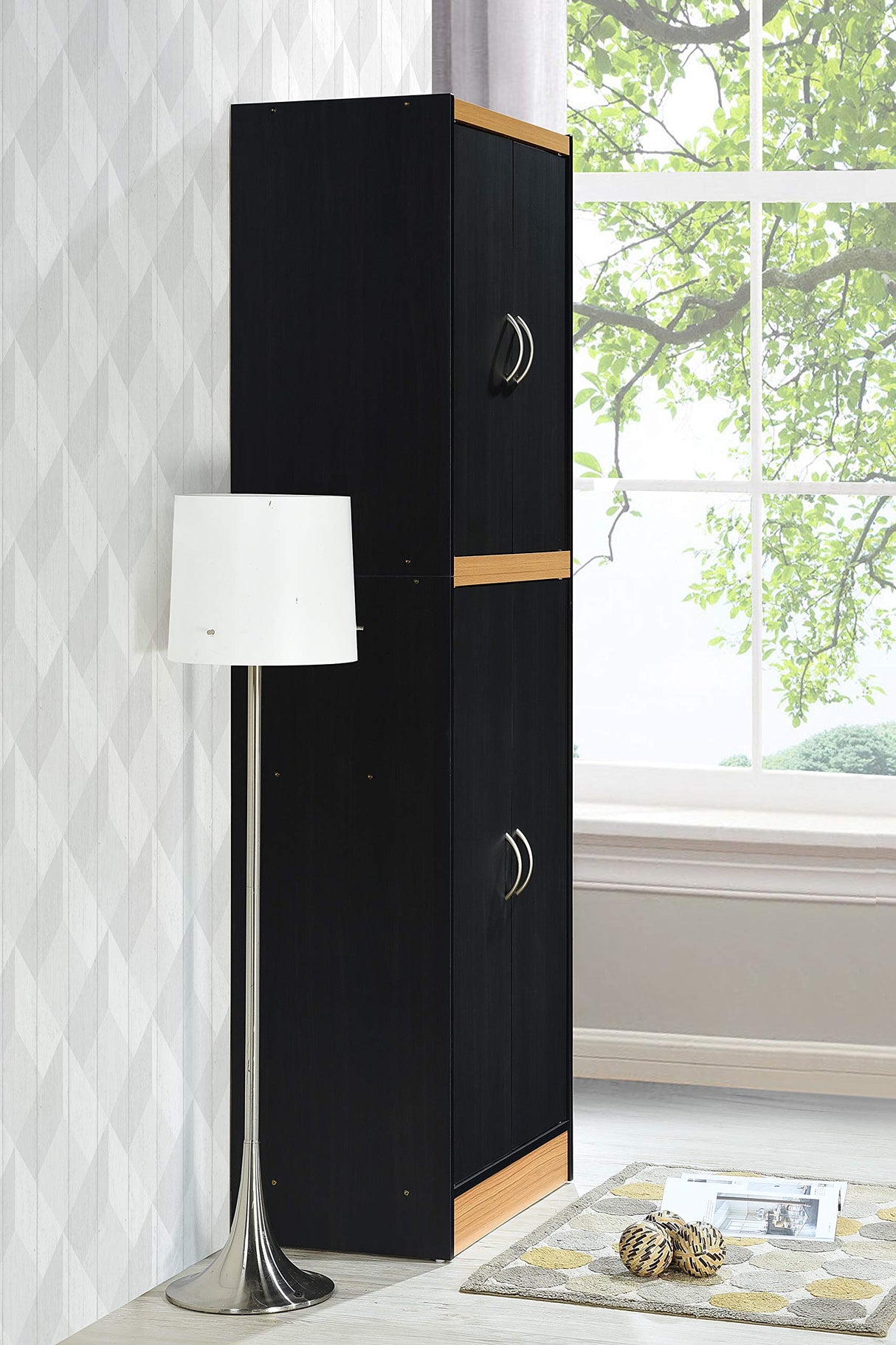 Hodedah 4-Door 4-Shelves, 5-Compartments Kitchen Pantry Hodedah