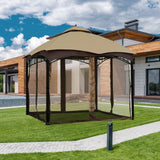 Tanxianzhe 10'x12' Gazebo Replacement Mosquito Netting 4-Panel Patio Screen Walls with Zipper (Brown) Tanxianzhe