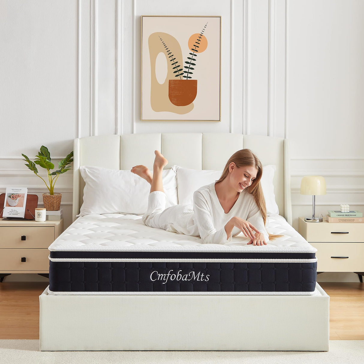 CMFOBAMTS 8 Inch Twin Mattress, Memory Foam Hybrid Mattress in a Box with Independent Spring for Motion Isolation and Pressure Relief, Comfortable Medium Firm CMFOBAMTS