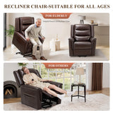 COLAMY PU Leather Power Lift Chair with Massage and Heat,Electric Lift Recliner Chair with Thick Cushioned Padding Backrest for Living Room, Office, Bedroom （Darkbrown） COLAMY