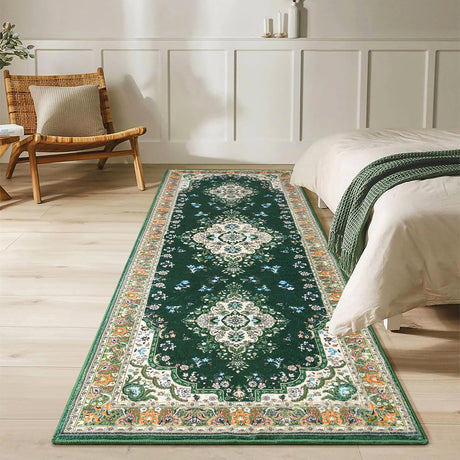 HOMORE Vintage Runner Rug-2x6 Runner Rug for Bedroom Non Slip Washable Hallway Runner Rugs for Kitchen Floor Carpet for Entryway Living Room Laundry Dorm Office, Green HOMORE