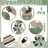 Qunclay 4 Pcs Boho Wall Art Wooden Bohemian Wall Decor Hanging Art Nursery Wall Decor Farmhouse Geometric Hanging Decor 10 Inch Aesthetic Wood Minimalist Wall Art for Apartment Bedroom (Elegant) Qunclay