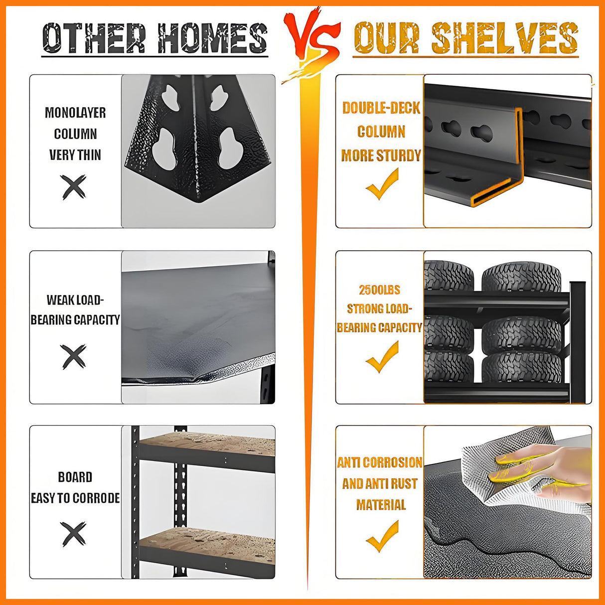 Bezuny 63" H Industrial Metal Garage Shelving, 2500LBS Heavy Duty Garage Shelves, 5 Tier Shelving Unit, Adjustable Utility Shelf Organizer Storage for Basement, Warehouse, Pantry Closet, Black Bezuny