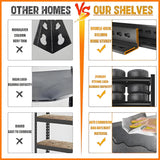 47.3"W Garage Shelving Heavy Duty, 2500 LBS Capacity Industrial Shelving Units, Standing Shelf Storage, Detachable and Adjustable 5 Tier Metal Shelves for Warehouse, Basement, Pantry Closet, Black Bezuny