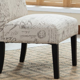 Roundhill Furniture Botticelli Fabric Armless Contemporary Accent Chair, Script Print Roundhill Furniture