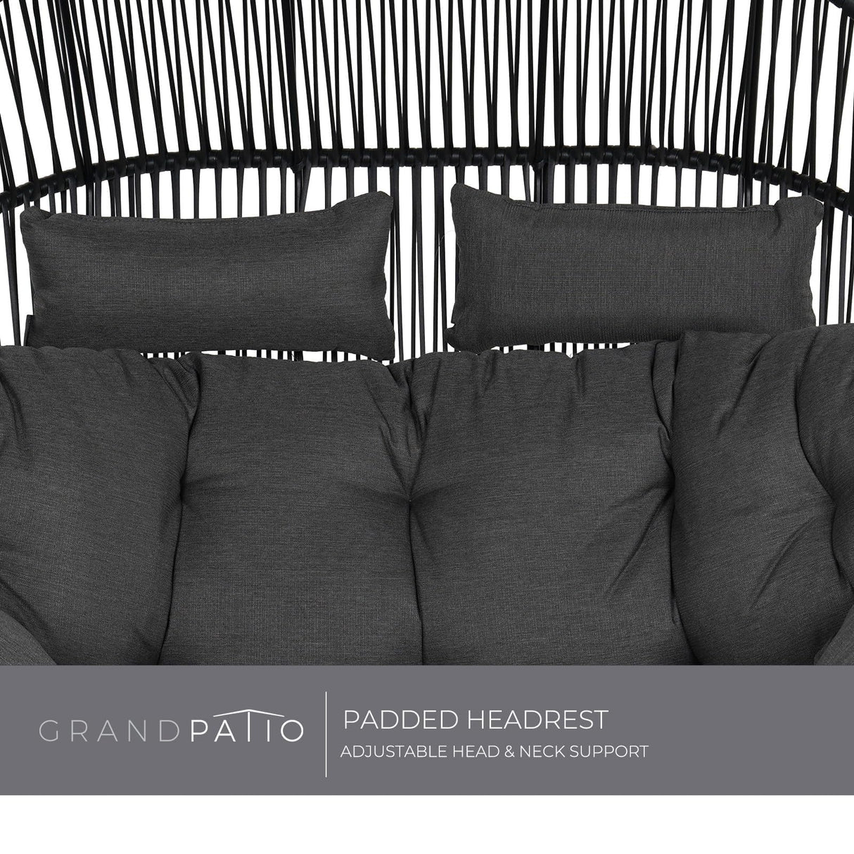 Grand patio Outdoor Modern 2-Seat Wicker Egg Chair with Cushion, Stationary Patio Loveseat Accent Chair, Grey Grand patio