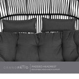 Grand patio Outdoor Modern 2-Seat Wicker Egg Chair with Cushion, Stationary Patio Loveseat Accent Chair, Grey Grand patio