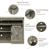 FansaFurn Farmhouse TV Stand for 65+ Inch TV, 34'' Tall Entertainment Center with Sliding Barn Doors, Rustic Wood Media Console Storage Cabinet Television Stand for Living Room, Bedroom Light Grey FansaFurn