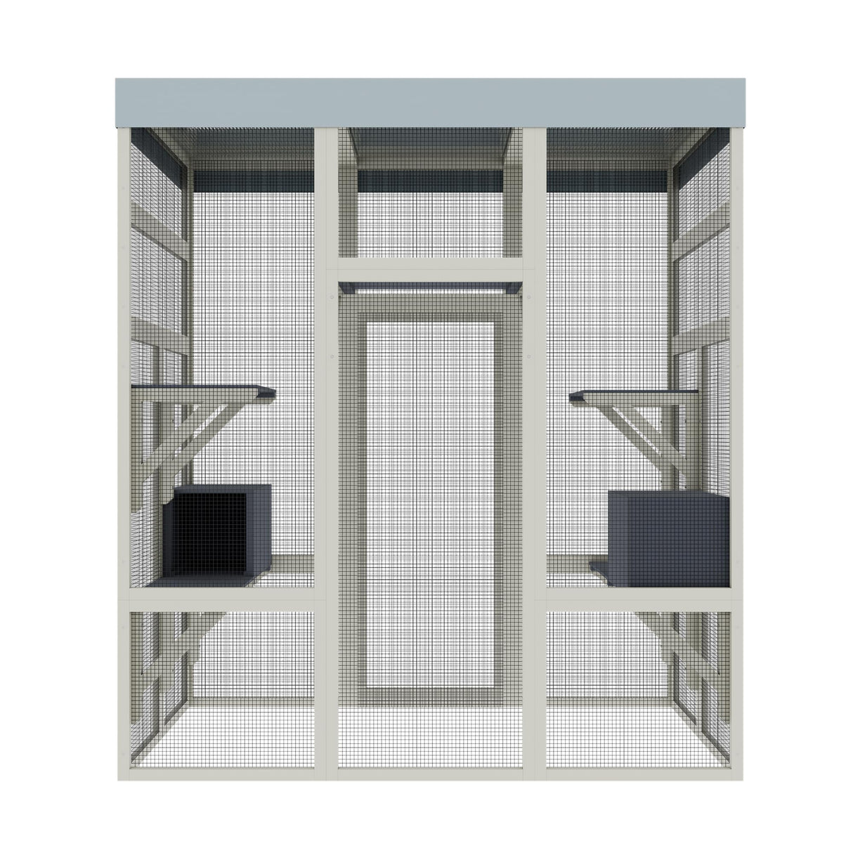 MegaChoice 70" Large Wood Catio Outdoor Cat Enclosure, Outdoor Cat Cage with Waterproof Cover,Wooden Walk in Cat Shelter Platforms & 2 Resting Box, UV Resistant (Grey) MegaChoice