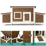 YITAHOME Chicken Coop Large Wooden Chicken House Chicken Pen Outdoor with 2 Nesting Boxes Poultry Cage Rabbit Hutch Duck Cage with Weatherproof Roof (Brown) YITAHOME