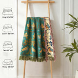 Boho Throw Blanket for Bed 100% Cotton Ultra Soft Rustic Quilt Fall Blanket Bird Floral Printed Farmhouse Decor Large Bed Blankets,60"×80" All Season Rustic Throw for Sofa Couch Chair LUTBM