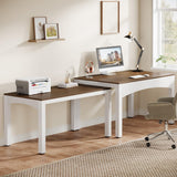 Tribesigns 94.5” Two Person Desk, Extendable Long Double Desk for 2 Person, Modern Computer Desk Study Writing Table for Office, Brown & White Tribesigns