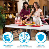 Lifetime 80306 Commercial Stackable Folding Table, 6', White Lifetime