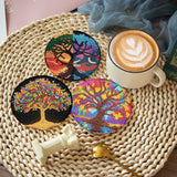igoodom 8 Pcs Tree of Life Diamond Art Coasters Kit with Holder, DIY Tree Diamond Painting Coasters for Beginners Adults, Non Slip Diamond Art Kits Craft Supplies 4x4inch igoodom