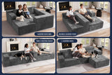 Homguava Modular Sectional Couches for Living Room,105" Cloud Couch with L-Shape Chaise,Comfy Sofa Living Room Couch with Deep Seat,No Assembly L Couch,Luxury Distressed Velvet(Grey,R) Homguava