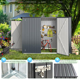 AECOJOY 7x4 Outdoor Lean to Shed, 4x7 Bike Storage Sheds & Outdoor Storage Clearance, Small Metal Horizontal Shed, Storage Cabinet for Garden, Yard for Outside AECOJOY