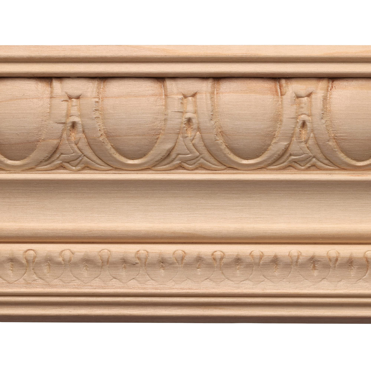 1687A-4FTWHW Unfinished White Hardwood Egg & Dart Crown Moulding ORNAMENTAL