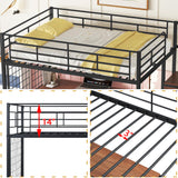 Full Size Loft Bed with Desk and Storage Wardrobe, Heavy Duty Loft Bed with Stairs and Metal Grid, Full Size Loft Bed for Kids, Girls, Boys, No Box Spring Needed (Black Wardrobe, Full) Bellemave