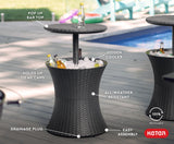 Keter Pacific Cool Bar Outdoor Patio Furniture and Hot Tub Side Table with 7.5 Gallon Beer and Wine Cooler, Dark Grey Keter