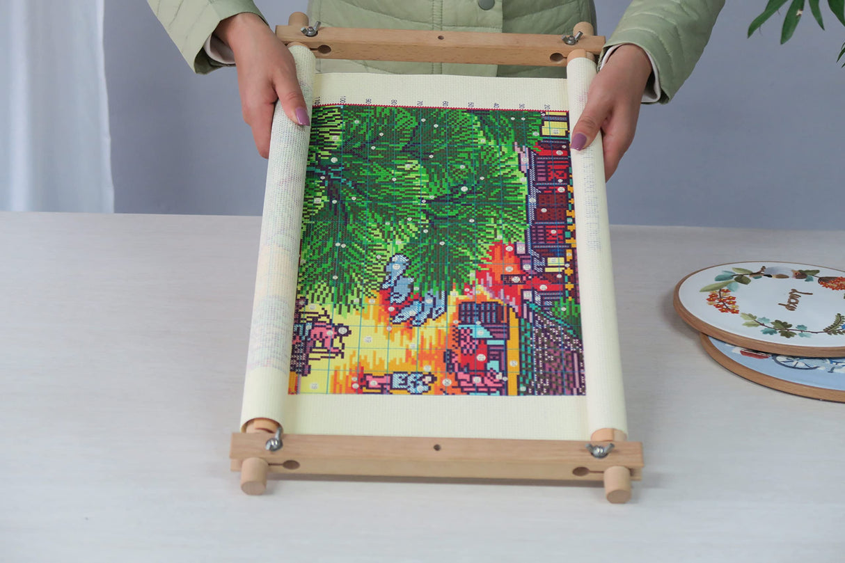 Beech Wood Tapestry Scroll Embroidery Frames, Needlepoint Cross Stitch Holder, Quilting Frames, Needlepoint Holder, Stitching Frame for Sewing, Cross Stitch, Embroidery Projects ziqianhard