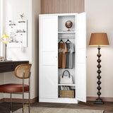 Letaya Wardrobe Armoire Closet,72" H Metal Storage Cabinet with Adjustable Shelves and Hanging Rod,Bedroom Armoire Cabinet Clothes Organizer (White) Letaya