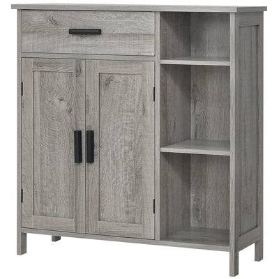 WEENFON Storage Cabinet, Bathroom Cabinet with Drawer, Coffee Bar Cabinets with Doors and Shelves, Freestanding Cupboard for Living Room, Grey UNSNG086CV1