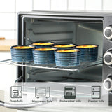 Tikooere Ceramic Ramekins 6 oz, Oven Safe Souffle Dish Set of 6 for Baking, Porcelain Dipping Sauce Bowls for Creme Brulee,Stackable Custard Cups for Pudding, Ice Cream, Lava Cakes, Blue Tikooere