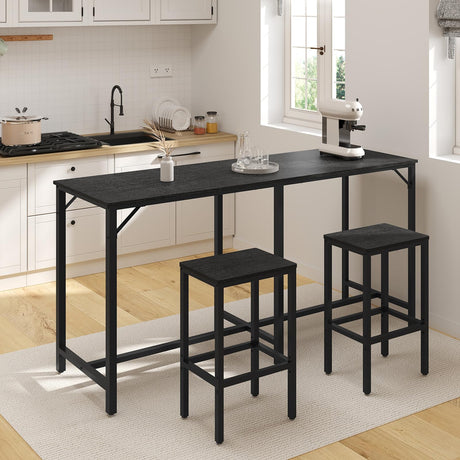YATINEY 70.9" Bar Table and Chairs Set, Dining Table and Chair Sets, 3 Piece Counter Height Table and 2 Stools, Kithcen Table for Home Restaurant, Bar, Black BT09BB YATINEY