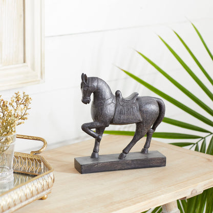 Deco 79 Polystone Horse Decorative Sculpture Home Decor Statue, Accent Figurine 9" x 3" x 9", Brown