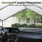 GOJOOASIS 10x20 Carport Heavy Duty Portable Garage Shelter Metal Car Canopy Tent with UV-Resistant & Weatherproof Top Cover for RV & Vehicles (White, 10x20 Without sidewalls) GOJOOASIS