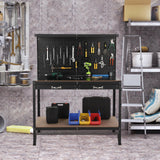 GarveeTech 61 Inch Workbench with Pegboard, Workbench Tool Storage Workshop Table with Drawers and Pegboard, 420lbs Weight Capacity GarveeTech