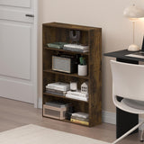 Furinno Basic Book Shelf, 4-Tier Bookcase with Open Shelf, Bookshelf, Cube Storage Organizer, 6 x 24 x 35, for Living Room, Bedroom, Home Office, Amber Pine Furinno